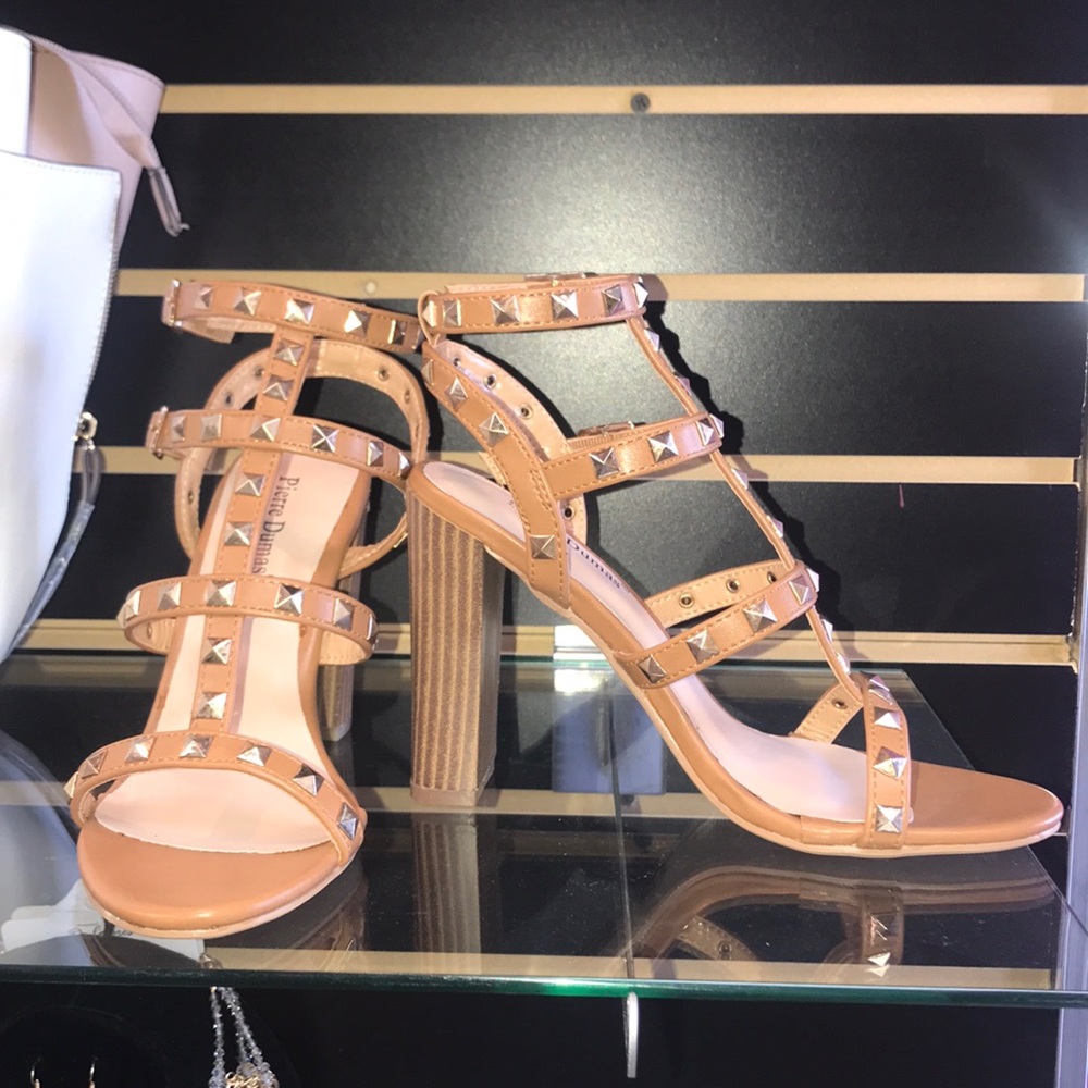 Studded chunky heels